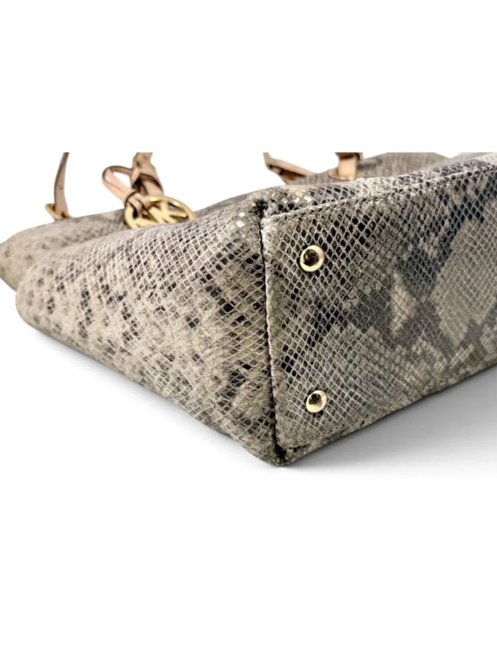 Michael Kors Jet Set Python Embossed Leather Tote Bag - Gray Taupe Neutral